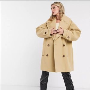 ASOS DESIGN oversized peacoat in stone